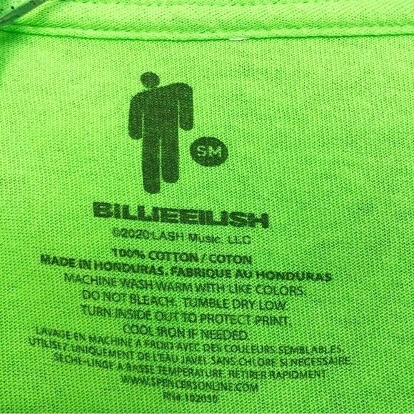 BILLIE EILISH | Long Sleeve Lime Green Crewneck Graphic Tee Unisex Size Small - Picture 5 of 7